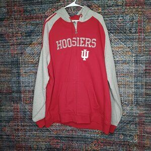 adidas mens heathered gray red full zip lined hoodie jacket XXL